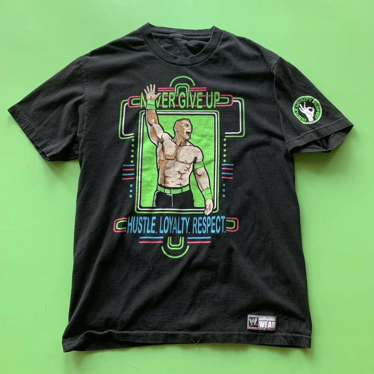 WWE Men s John Cena Never Give Up Circa 2014 T Shirt Black Large