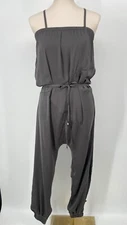 Nikita Clothing size S jumpsuit Overalls satin Grey Drop Waist strapy jogger