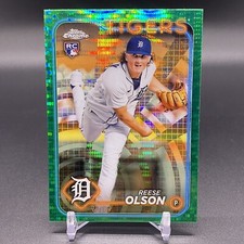 #/99! 🚨2024 Topps Chrome Reese Olson RC Detroit Tigers Rookie #40 Sonar Green