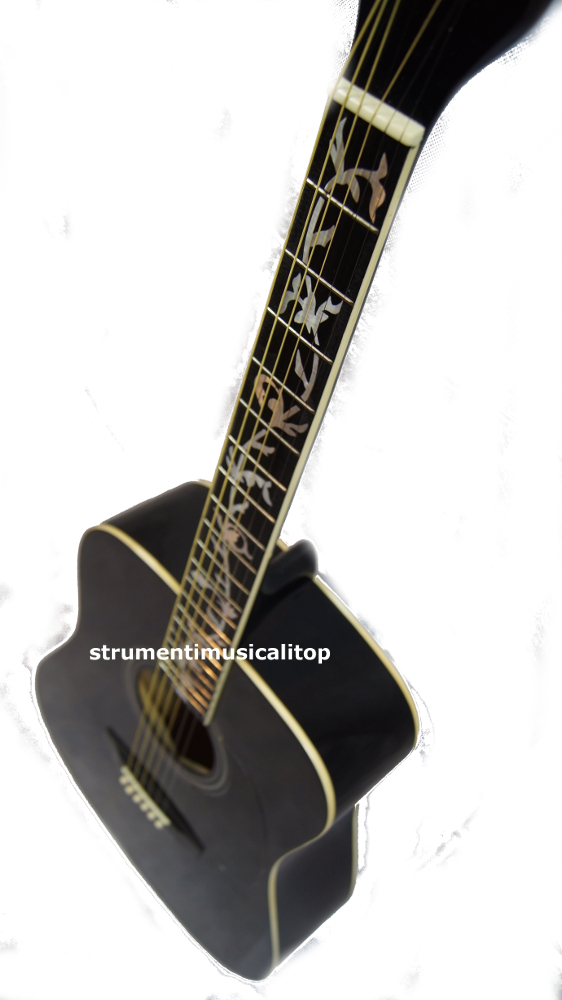 Chitarra Acustica Elettrificata Nera 4/4 - Dreadnought Con Accordatore Integrato - Destrorsi