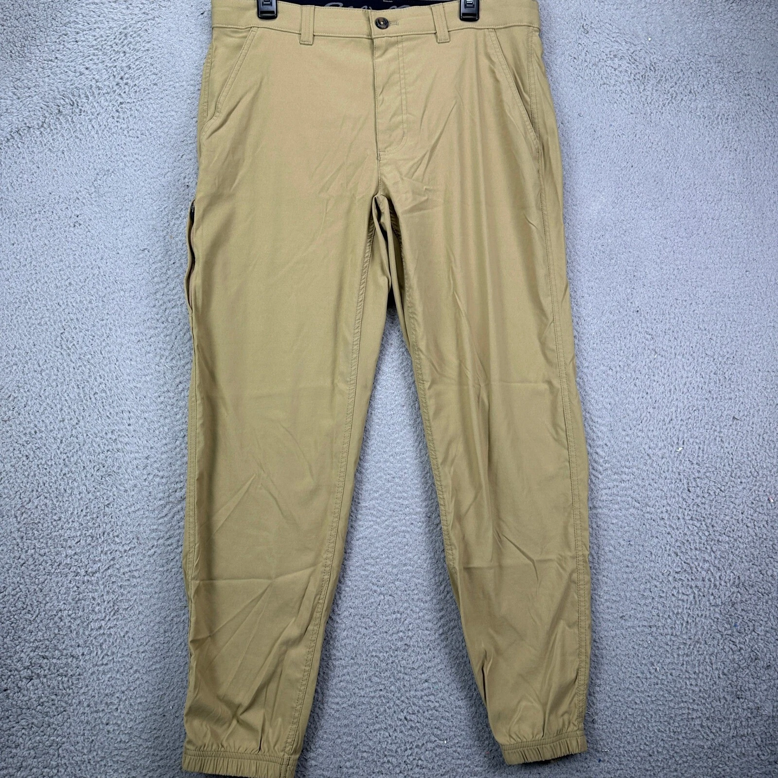 Eddie Bauer Men Cargo Hiking Pants 34 Tan Flat Front Straight Leg Jogger Stretch