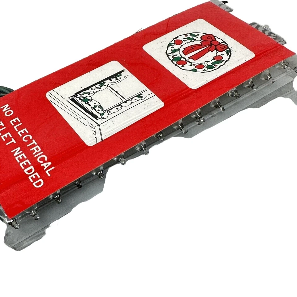 Battery Operated Christmas String Lights Red Green White Decoration NOS 15 Light - Image 4 of 4