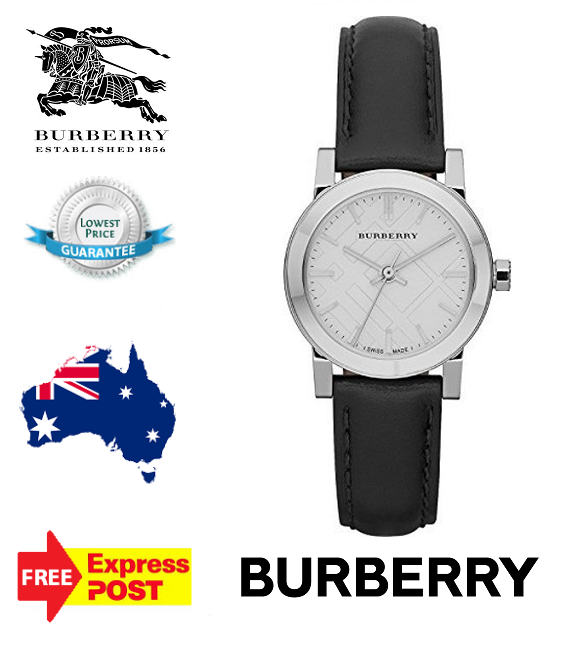 NEW BURBERRY 'THE CITY' BU9206 SILVER/LEATHER CHECK WOMENS QUARTZ