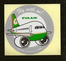 Eva Air Airlines Fly With Us Label Peel Off Sticker 4 x 4 Inches Baggage