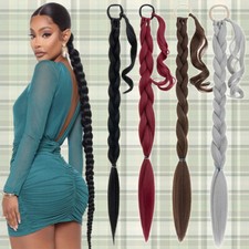 Long Straight Wrap Around Braided Ponytail Braid Pony Tail Thick Hair Extensions