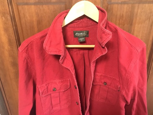 EDDIE BAUER OUTDOOR OUTFITTERS MENS HEAVY LONG SLEEVE SHIRT RED SIZE LRG TALL - Picture 2 of 12