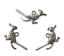 10 Tibetan Silver Two Sided Bird Roadrunner Southwestern Desert Bead Drop Charms