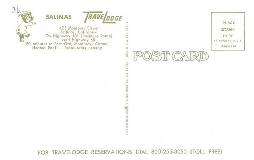 Salinas, California, Postcard, Travel Lodge - Picture 2 of 2