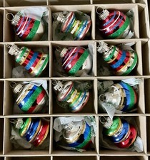 12 MEDIUM Shiny Brite Christopher Radko Christmas Ornaments Figural Rounds
