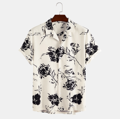 Herren hawaiianische Mode bedruckt kurzärmelig geknöpftes Shirt Cardigan T-Shirt Oberteile