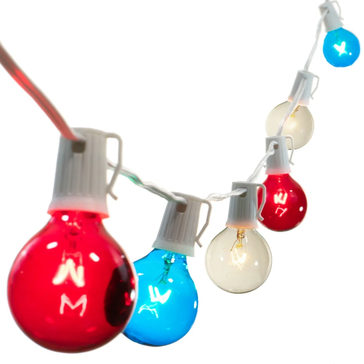 Red white and blue globe lights deals