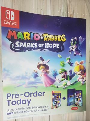 Mario Rabbids Sparks Hope 28'' X 24'' Poster Promo THICK Display Ad POSTER