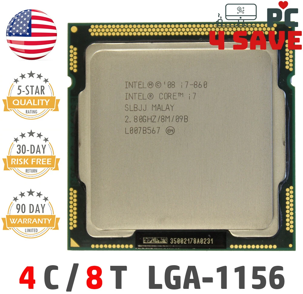 Intel Core i7-860 SLBJJ 2.80GHz (Turbo 3.46GHz) 8M 4-Core LGA-1156 ...