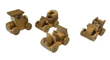 Wooden Mini Cars Handcrafted Set of 4 Loquai Holzkunst West Germany
