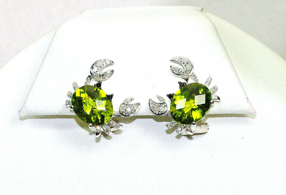 14k, PENDIENTES CANGREJO, PERODOTO, DIAMANTE, VIDA MARINA, ACUÁTICO, OMEGA CLIP POST, ANIMAL Foto 2 de 4