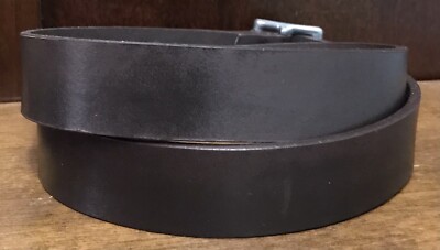 DKNY Brown Leather Belt Sz L 1-1/16”Wide Double Roller Logo  display picture 2