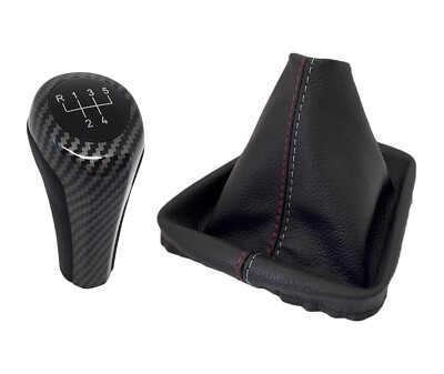 Schaltknauf Carbon-Optik 5-Gang Schaltsack Echtleder für BMW E30 E34 E36 E46 3er