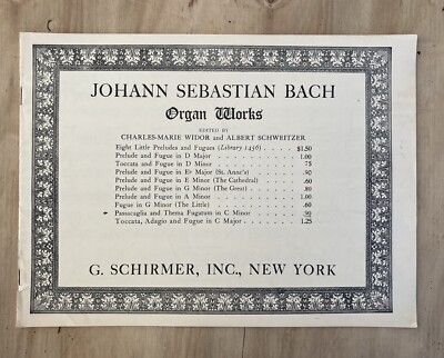 Johann Sebastian Bach Organ Works by Schirmer 1940 Paperback