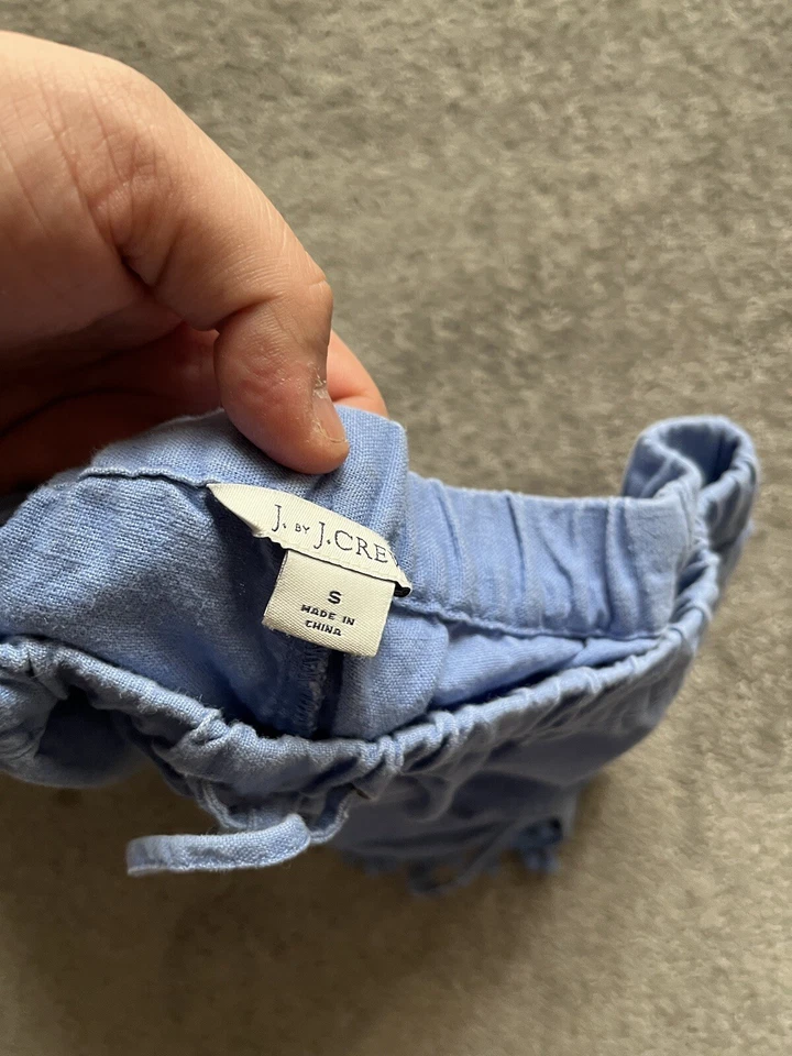 J. Pantalones Cortos Crew Pom Pom Azul Negro 3" Entrepierna Lino Algodón H5621 Pequeño Foto 3 de 4