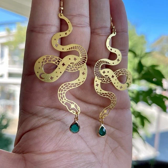 Green 2024 snake earrings