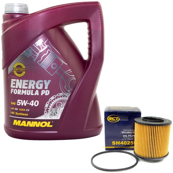 MotoröL Set 5W-40 5 Liter + ÖLfilter SH 4025 P FüR Seat Skoda VW Polo Touran 1.4-image