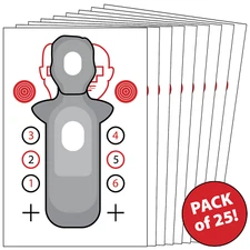 25 Paper Shooting Targets For Ranges Gun Rifle Pistol Silhouette Hostage 23x35