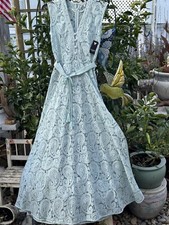 Guess Women Laced V-Neck Button-Front Belted Waist Maxi Dress