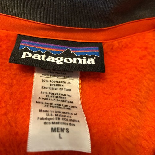 Patagonia Zippered Polartec Regulator Fleece Men's Large EUC Orange Vintage - Picture 3 of 8