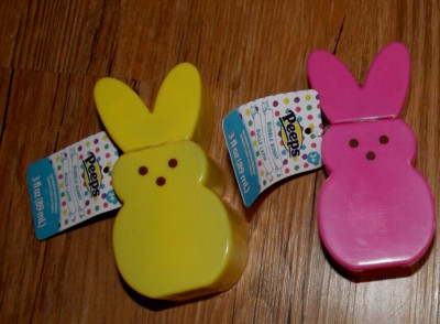 2 NEW PEEPS marshmallow scented bubbles plastic containers yellow & pink