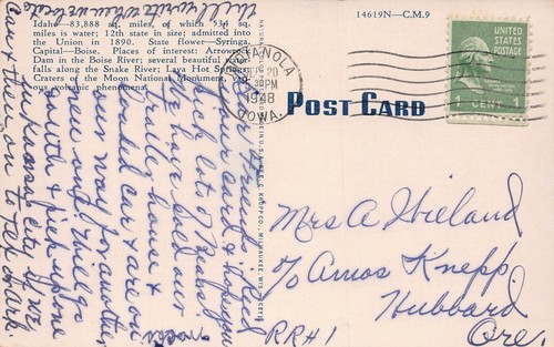 1948 Idaho ID Greetings From Large Letter Chrome 14619-CM.9 Postcard - Picture 2 of 2