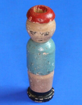 EINE Vintage Neuheit geschnitzte Holzpfeife / Entenruf Figur, 6 cm ** [29953]