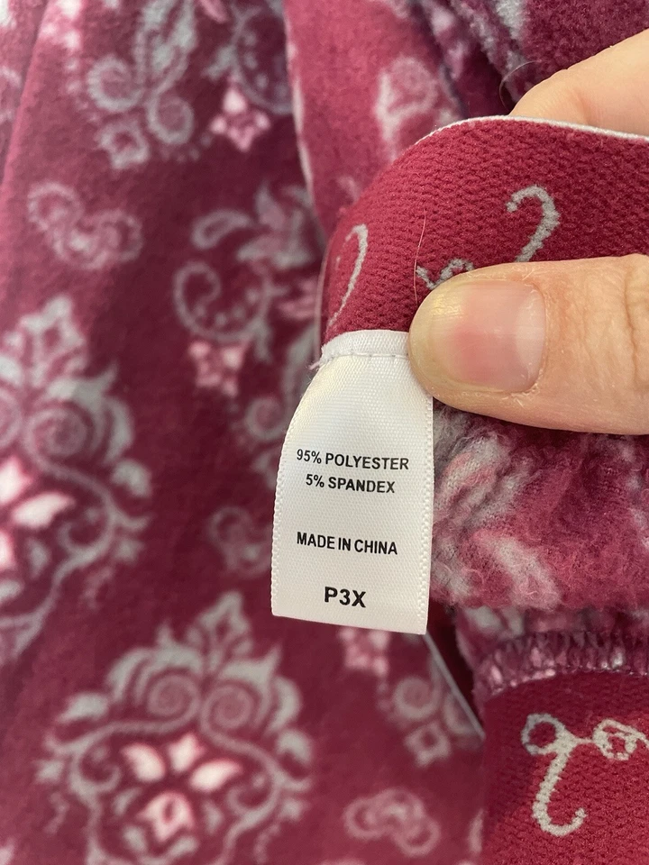 Conjunto de pijama polar para mujer Petite 3X Hanes Comfort Sleep Berry/Damask Petit ¡SUAVE! Foto 4 de 4