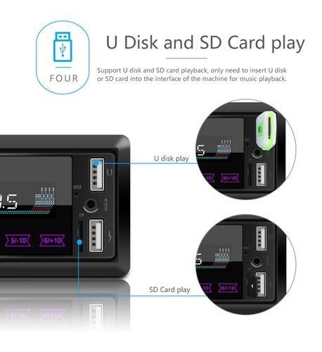 Single 1 DIN in-Dash Car Stereo Radio in Bluetooth MP3 Player USB FM Radio - Picture 7 of 14