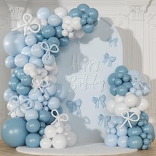 Blue White Balloon Garland Kit, 146Pcs for Birthday, Gender Reveal, Baby