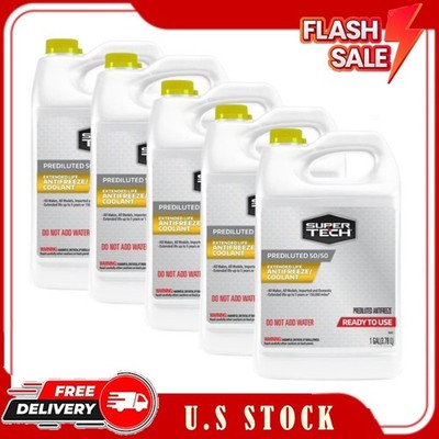 5 Pack Super Tech Extended Life Prediluted 50/50 Antifreeze/Coolant, 1-Gallon