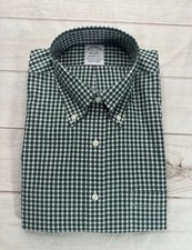 NWT Brooks Brothers Mens Shirt Green Regent Fit Plaid NON-IRON Supima Cotton