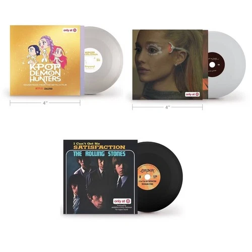 3 Tiny Vinyl Lot  - Demon Hunters Ariana Grande Rolling Stones Lmtd Exclusive 4"