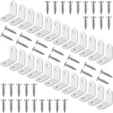 24 Pack White 1 Inch L Bracket Stainless Steel Corner Braces, 25x25MM 90 Degr...