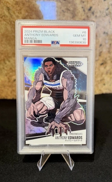 2024-25 Panini Prizm Black Anthony Edwards Manga #6 SSP Case Hit PSA 10 GEM MINT