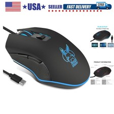 Wired USB C Gaming Mouse, Silent RGB Gaming Mice 7 Colors Backlit, 2400 DPI, ...