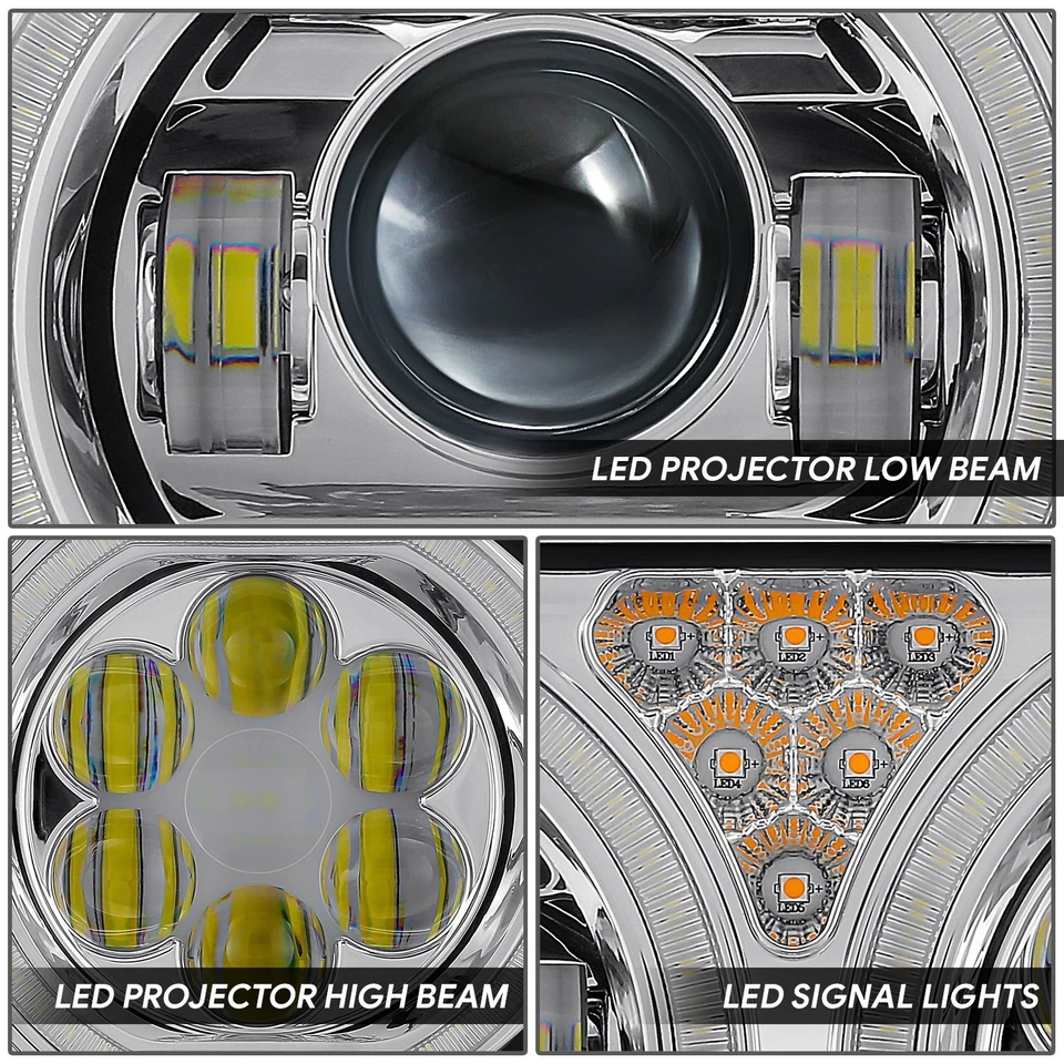 Faros proyectores de señal DRL anillo halo LED cromados Peterbilt 359 1967-1987 Foto 3 de 4