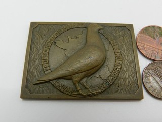 A FRANCE BRONZE MEDAL FROM THE NATIONAL FEDERATION of PIGEON SOCIETIES.