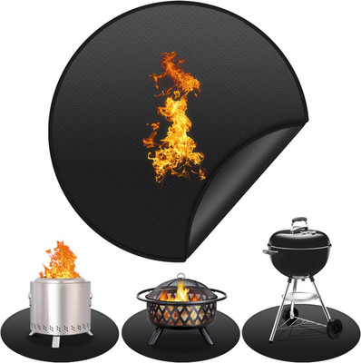36'' Fire Pit Mat for Solo Stove Bonfire, round Fireproof under Grill Mat, Oil-P