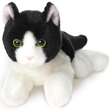 Bearington Lil’ Domino Tuxedo Cat Plush - 8" Realistic Black and White Stuffed