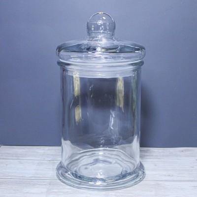 9.5'' Clear Glass Canister Jar Kitchen Vanity Bathroom NOT Airtight 9.5'' x 5''