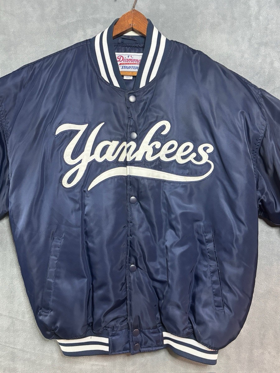 Vintage 90s New York Yankees Navy Blue Bomber Starter Jacket Size