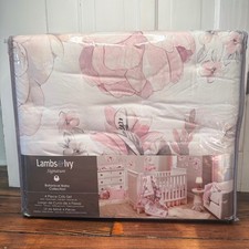 Lambs  Ivy Signature Botanical Baby 4 Piece Crib Bedding Set Pink Floral NEW