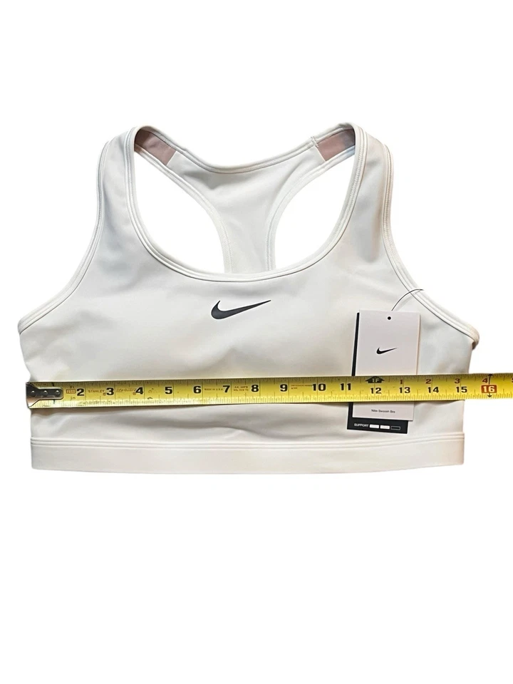 Nike Swoosh Women’s Large Medium Support Padded Racerback Sports Bra White - Image 2 of 4