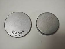  RARE Set Canon Chrome Metal Body Cap  Rear Lens Cap for Leica L39 LTM Japan