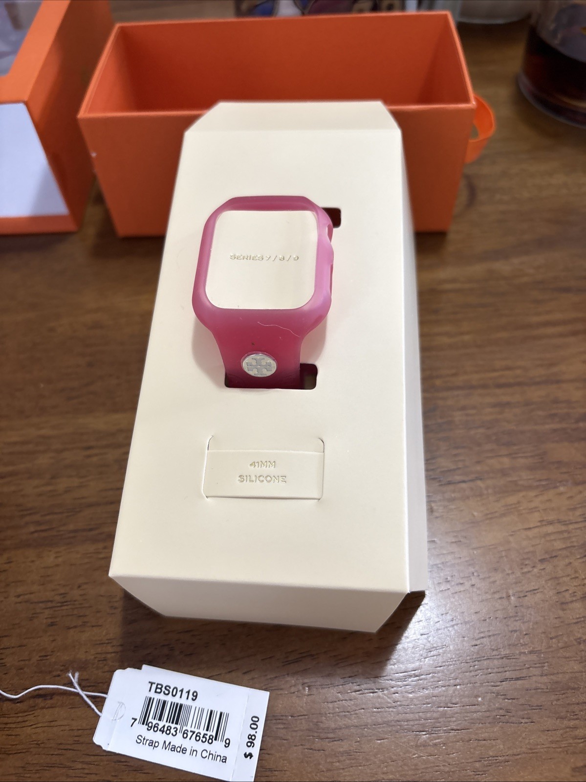 Tory Burch Apple Watch Band 41mm Pink Silicone Strap The T Monogram TBS0119 NIB thumbnail 12